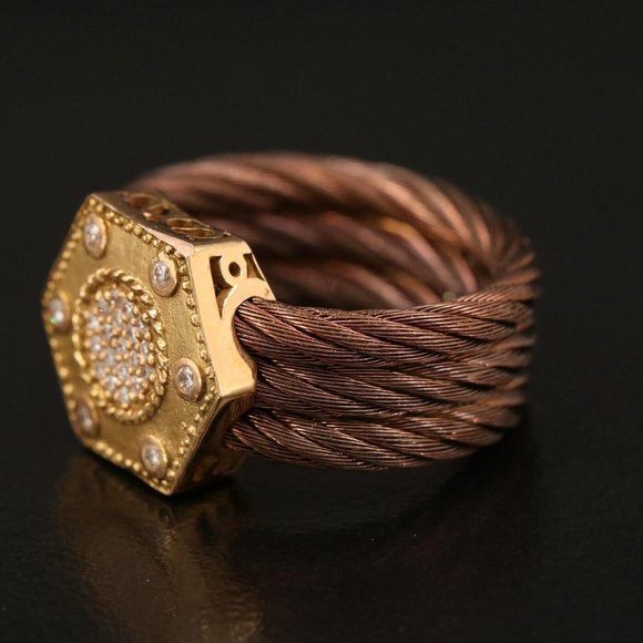 Charriol Geneve - Cable and diamond ring  SIZE 6 - Picture 2 of 7